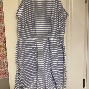 light blue and white stripped romper